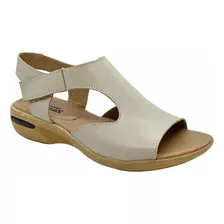 Sandalia Mujer Confort Cuero Natural Cam/aire C/velcro 