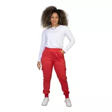 Calça De Moletom Frio Cargo Modinha Feminina