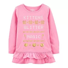 Blusa De Manga Oshkosh / Carters, 9-12m, Rosa E Glitter