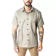 Camisa Workshirt Kaki Sem Estampa Mecânico / Barbeiro