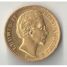 Alemanha 20 Marcos 1872 Ludwig Ii Letra D Ouro 7.96 Gr Rara