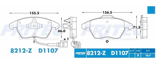 Balatas Delanteras Ceramicas Fritec Vw Jetta A6(2.5l) 11-18 Foto 2