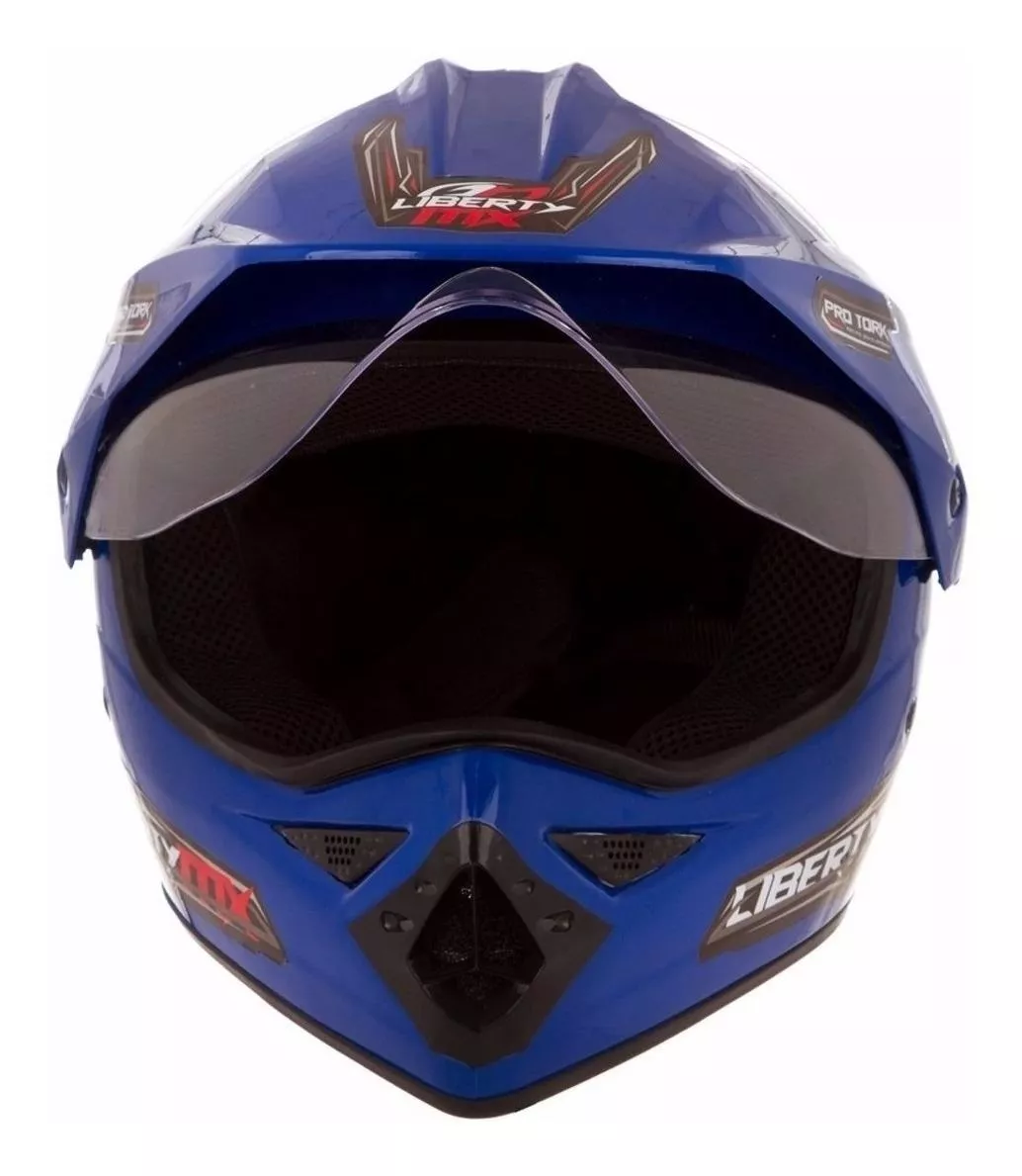 Capacete Para Moto  Trial Pro Tork Liberty  Mx Pro Vision  Azul Solid Tamanho 58 