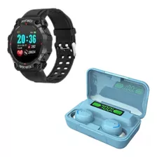Combo Smartwatch Reloj Fd68 Negro+auricular Inalambrico F9-5