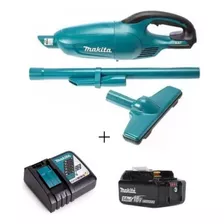 Aspirador De Pó 18v + Carregador Bivolt + Bateria 5ah Makita Cor Azul-turquesa