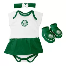 Kit 3 Peças Torcida Baby Body Menina Palmeiras - 033b