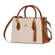 Bolsa Feminina Bicolor Duo Color Lorena Média Bordada Promo