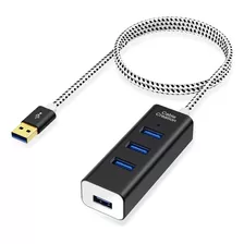 Hub Usb 3.0 De 4 Puertos Con Cable De Extensión De 4.9 Pies