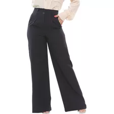 Calça Feminina Wide Leg Alfaiataria Cintura Alta Pantalona