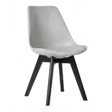 Silla Tulip Gris Patas De Madera Negra 