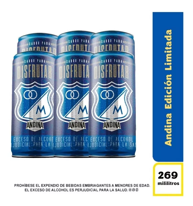 Cerveza Andina Millonarios 6un - mL a $8