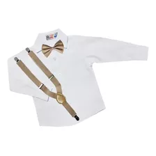 Camisa Social Infantil Formatura Gravata E Suspensório 