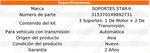 3 Sop Caja Motor P/ Pontiac Torrent V6 3.4l 06/09 S. Star Foto 2