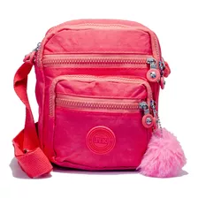 Bolsa Lateral Crossbody Feminina Com 4 Divisorias Cor Rosa