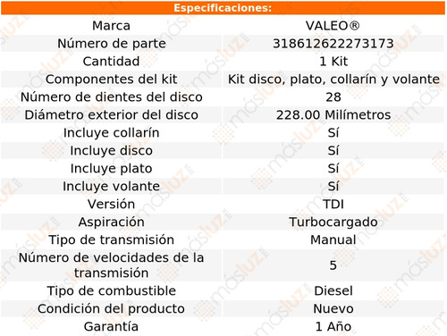 Kit De Embrague Bora 4 Cil 1.9l 2010 Valeo Garantizado Foto 4