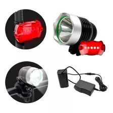 Farol Lanterna Bike Led T6 C/ Bateria Externa De 6 Células