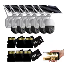 Kit 6 Câmeras Bateria Solar Wifi Ip66 Ir Fhd + 6 Sd 64gb 