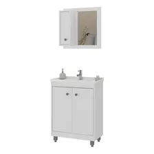 Mueble De Baño Completo - Botiquin Espejo Y Pileta - Madri Cantidad De Agujeros Para Grifería Un Agujero Color De La Bacha Blanco Color Del Mueble Blanco