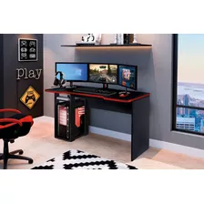 Mesa Escrivaninha Gamer Para Pc Preto Vermelho