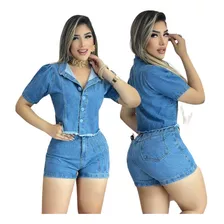 Conjunto Feminino Jeans Short E Blusa Lançamento 2023