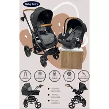 Coche Cuna Moises Deluxe De Lujo Con Porta Bebe Prisma Plus Color Negro