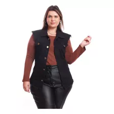 Colete Jeans Plus Size Azul Destroyed G1 G2 G3 G4 G5