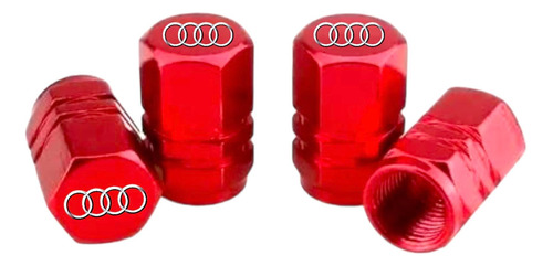 Tapon Valvula Rojo Con Logotipo Y Llavero Metlico De Audi  Foto 2