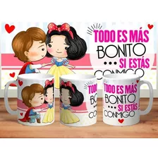 10 Plantillas Tazas San Valentín Princesas Editables 