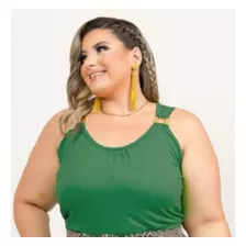 Blusinha Feminina Plus Size Regata Alça Grossa Malha 