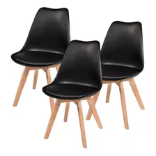 Kit 3 Cadeiras Saarinen Leda Design - Preto