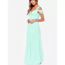 Hermoso Vestido Maxy Largo Graduacion Verde Agua