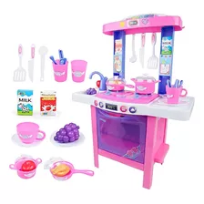 Cocina De Juguete Para Niña Kitchen Play Set 34 Piezas Color Rosa Chicle A-1 P-3