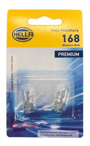 Set 2x Focos Halgeno T10 Hella Premium Bulbo 12v T10 168 5w Foto 3