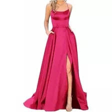 Vestido De Gala Rosa Barbie De Satén