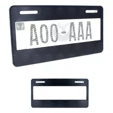 Par Marco Porta Placa Ancho Negro Liso Plastico Automotriz