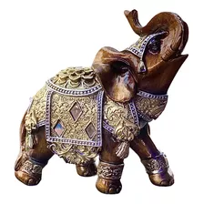 Elefante Indiano Decorativo Resina Dourado Brilho Sorte