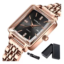 Reloj De Pulsera Cuadrado De Acero De Cuarzo Para Mujer