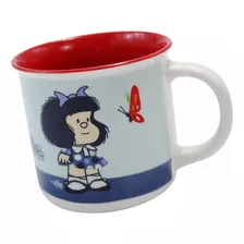 Taza Grande Para Cafe Diseño Mafalda Frases Porcelana 350 Ml Color Azul Claro