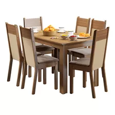 Juego Comedor Honduras Xb044695zx Madesa 6 Sillas Color Marrón/crema/beige Sintético