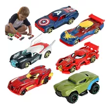 Pack 6 Carros Avengers Marvel Metal Juguete Para Niños