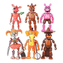 Coleção 6 Bonecos Articulados Fnaf Five Nights Foxy Freddy