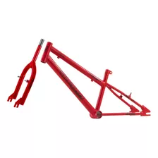 Quadro De Bicicleta Aro 20 Tipo Cross Rebaixado + Garfo Aço Cor Vermelho Ferrari