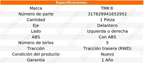 1- Maza Delantera Izq/der Con Abs Bmw 540i V8 4.4l 97/03 Tmk Foto 2