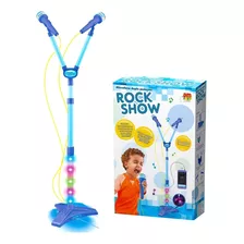 Microfone Infantil Azul C/ Som E Entrada Mp3 Criança Cantar