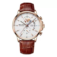 Reloj De Cuarzo Belushi Para Hombre, De Piel, Luminoso, Resi