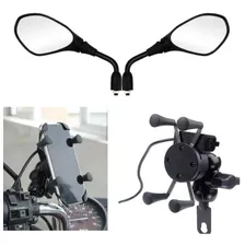 Retrovisor Suporte Para Celular Para Moto Com Carregador