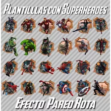 Plantillas Pared Rota Super Heroes - Sublimacion Plotteo Etc