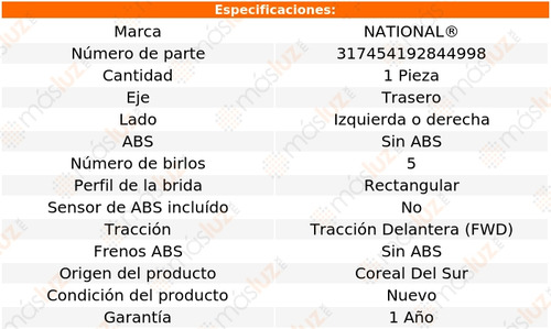 1- Maza Trasera Izq/der Sin Abs Fleetwood 85/89 National Foto 3