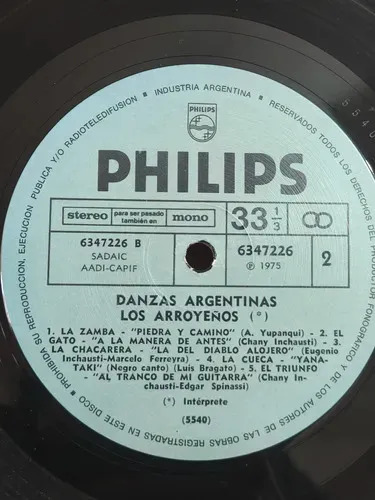 Los Arroyeños - Danzas Argentinas - vinilo 1975