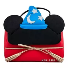 Loungefly Disney Sorcerer Mickey Crossbody Bag Color Rojo Color De La Correa De Hombro Negro